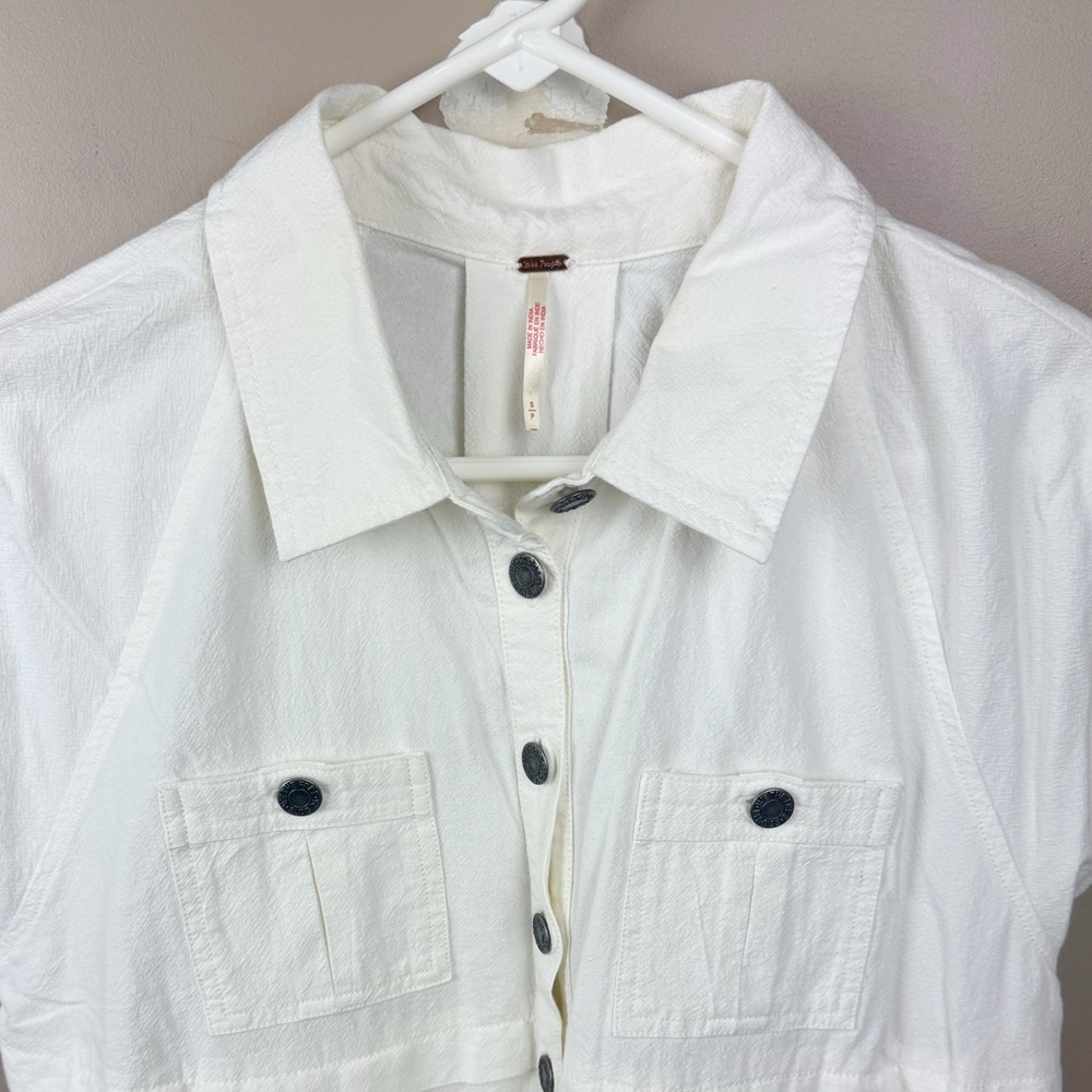 NWOT Ronnie Cotton Poplin Cream Button Mini Shirtdress Size Small Brunch - Picture 5 of 13